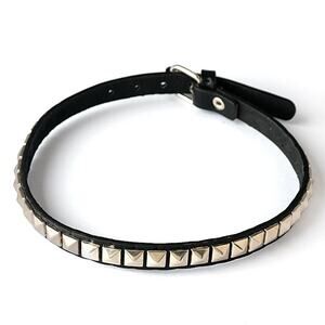 Punk Goth Vkei 80s Black PU Faux Leather Pyramid Studded Choker